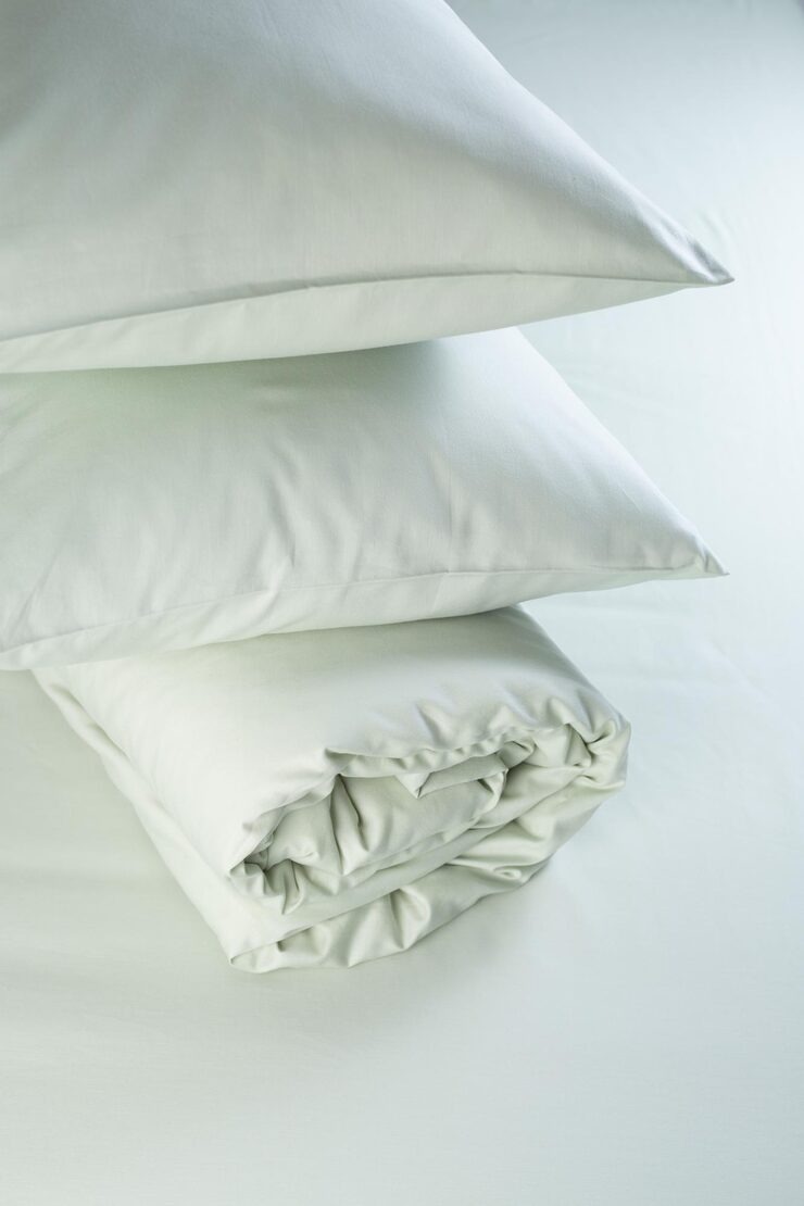 Light Green Cotton Fitted Sheet Elastic Rolled Macro Minimalist Bedroo 2 by Orient Uniforms for customers in Dubai, Abu Dhabi, Sharjah, Ajman and across the UAE