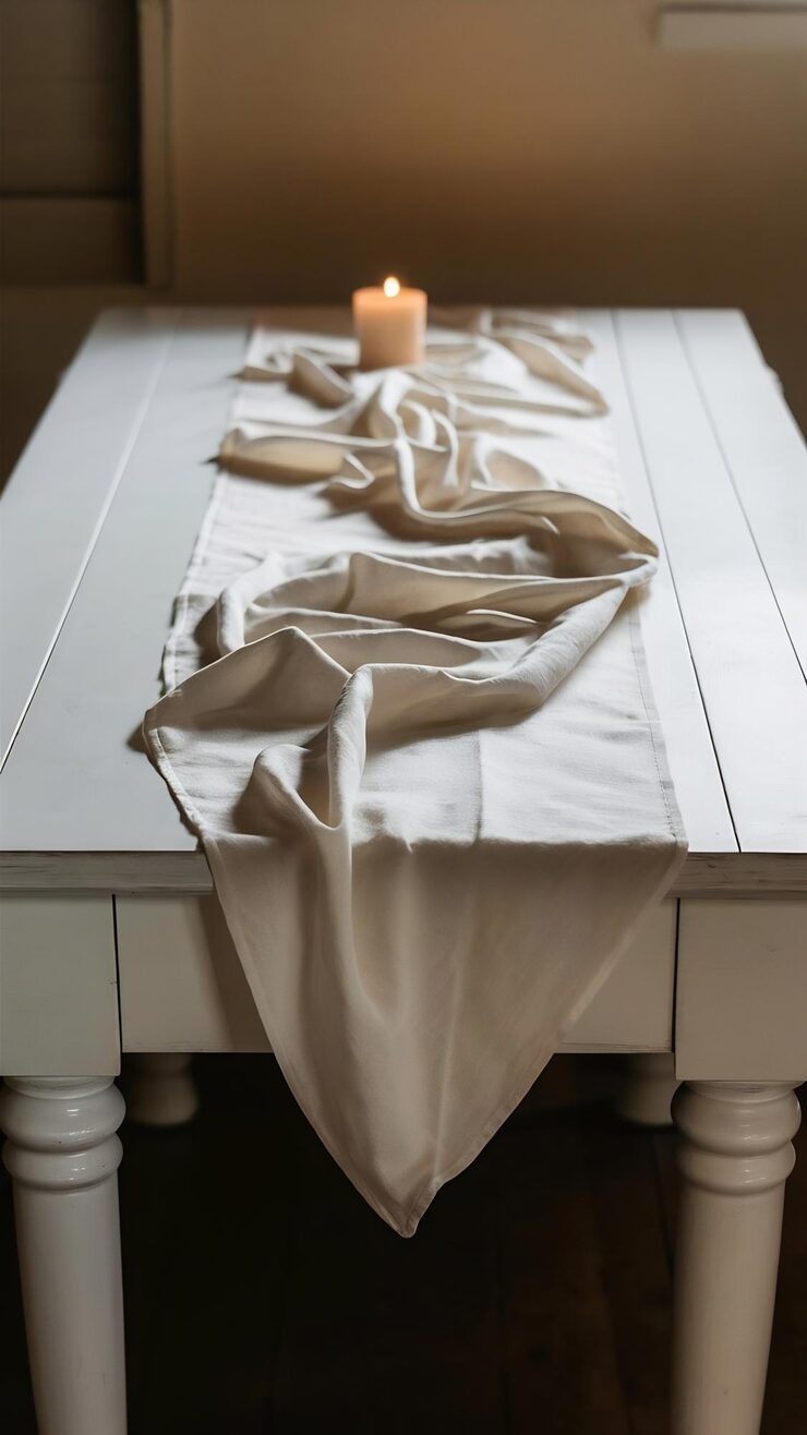 White Wood Table Runner by Orient Uniforms for customers in Dubai, Abu Dhabi, Sharjah, Ajman and across the UAE