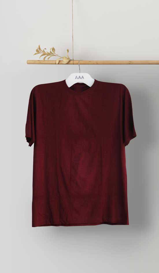 Round Neck Tshirts Dark Maroon Tshirt